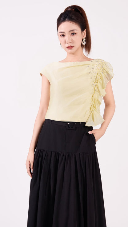 Ziri Asymmetrical Ruffle Top