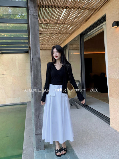 Sonia Belted A-line Skirt