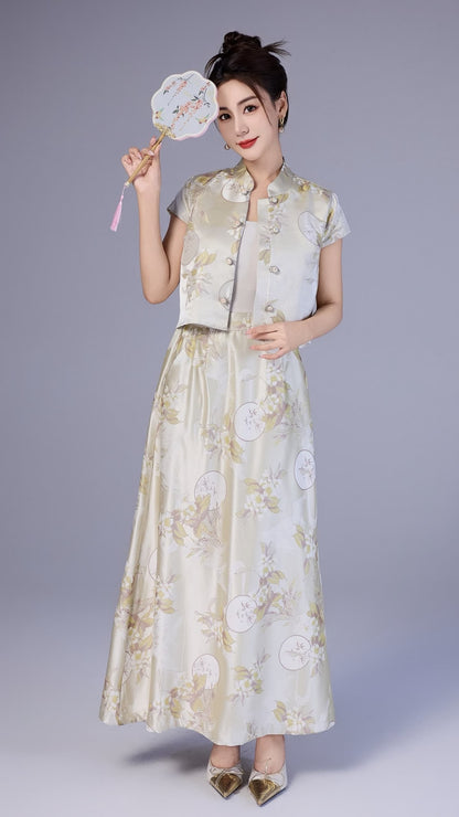 Xin Oriental Jacquard Qipao Top