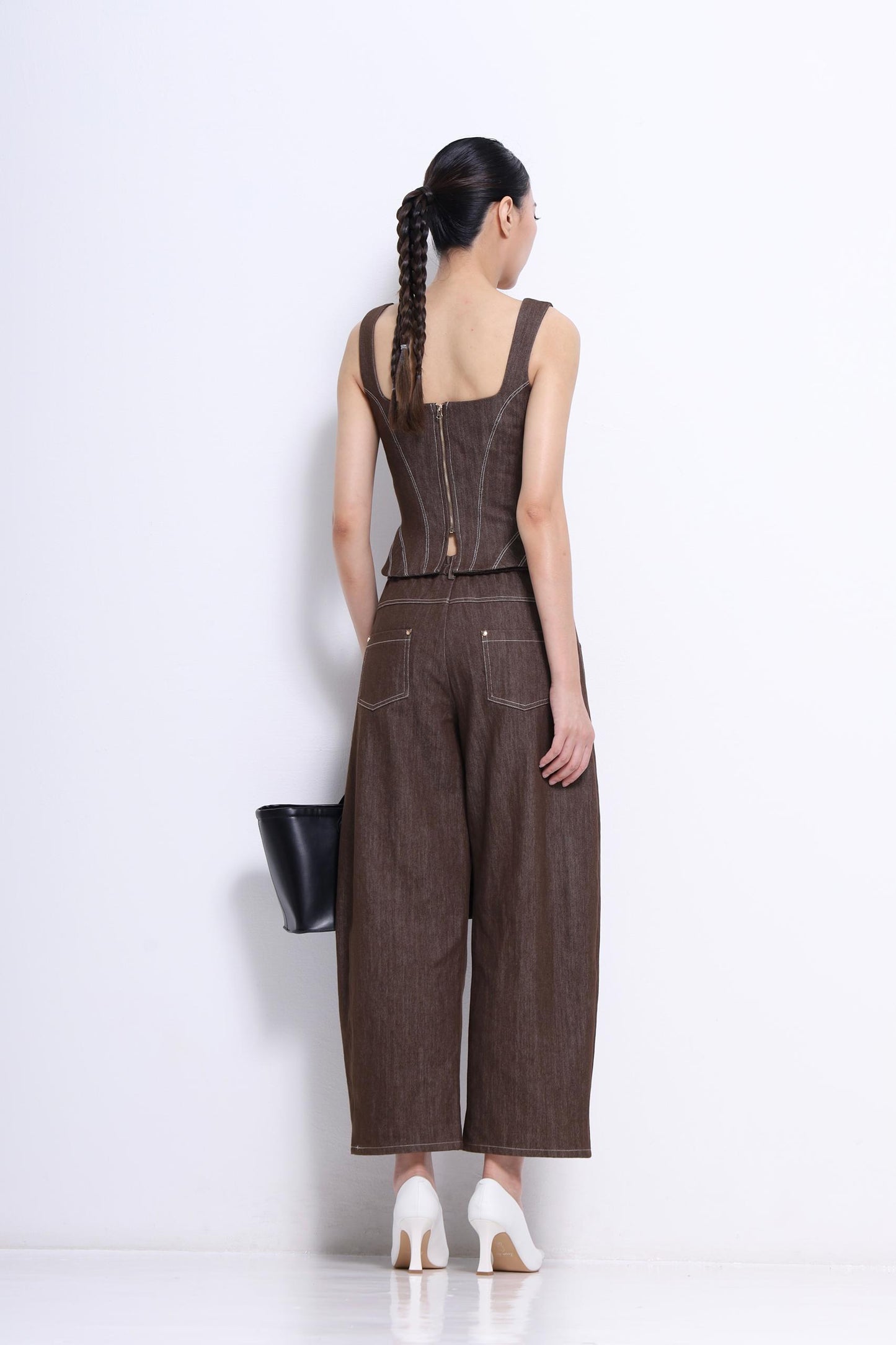 Zenda Denim Square Neck Top