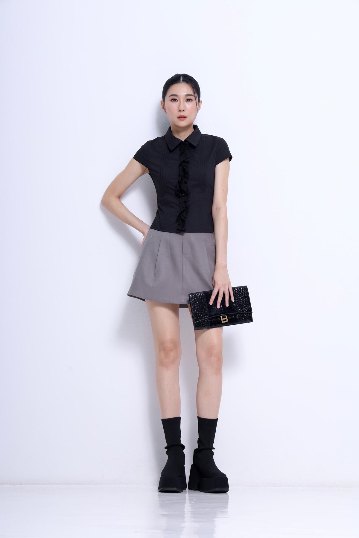 Marlene Front Pleated A-line Skirt