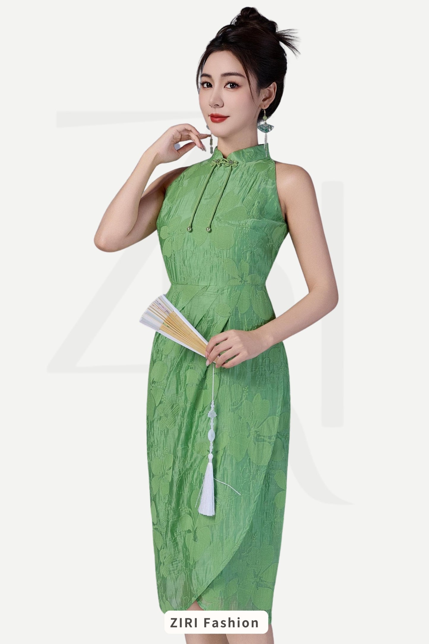 Sue Tencel Embroidered Qipao Dress