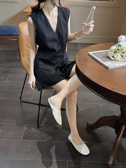 Hoo Linen Vest + Shorts Setwear