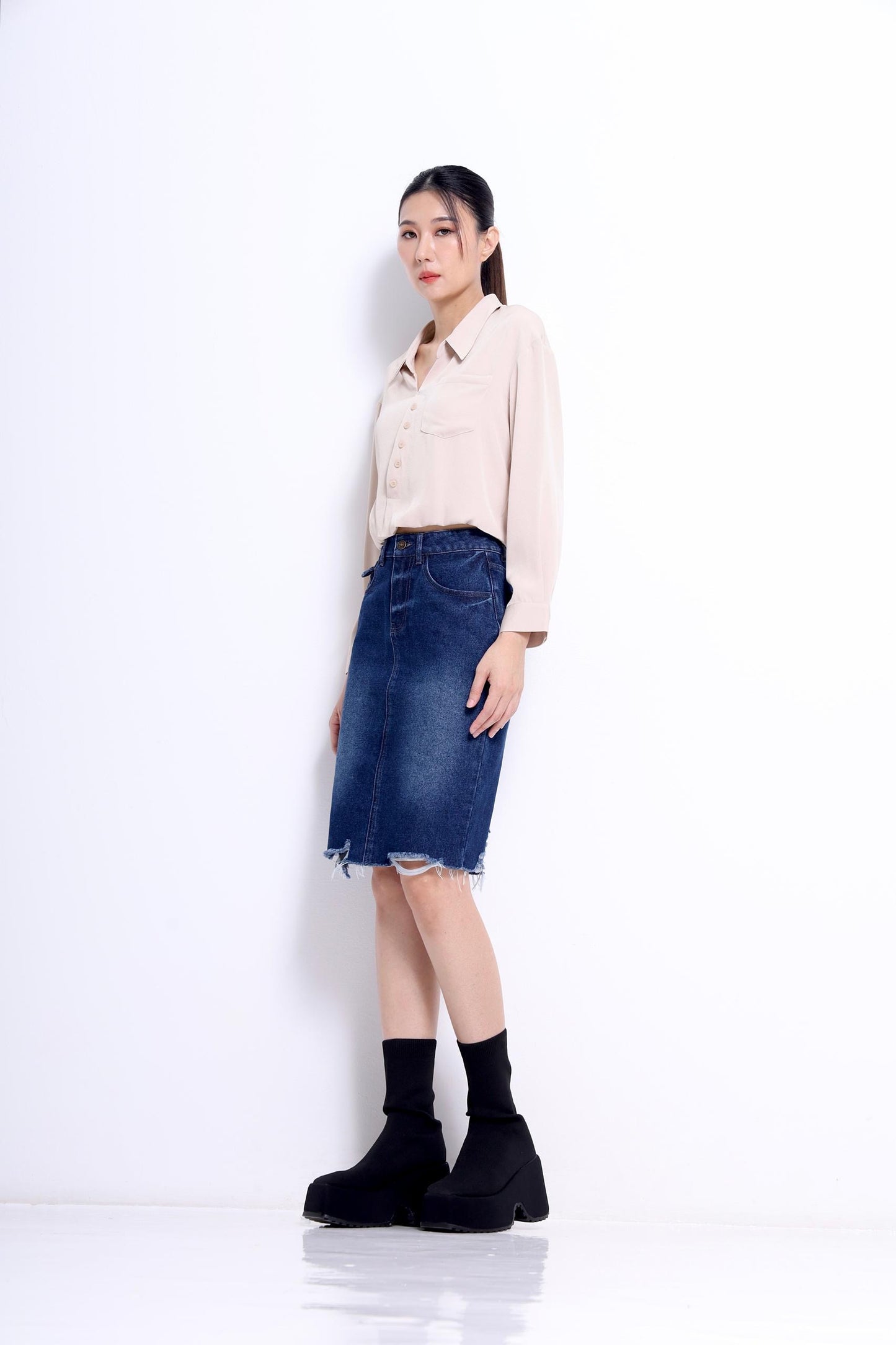 Valentina Asymmetrical Satin Blouse