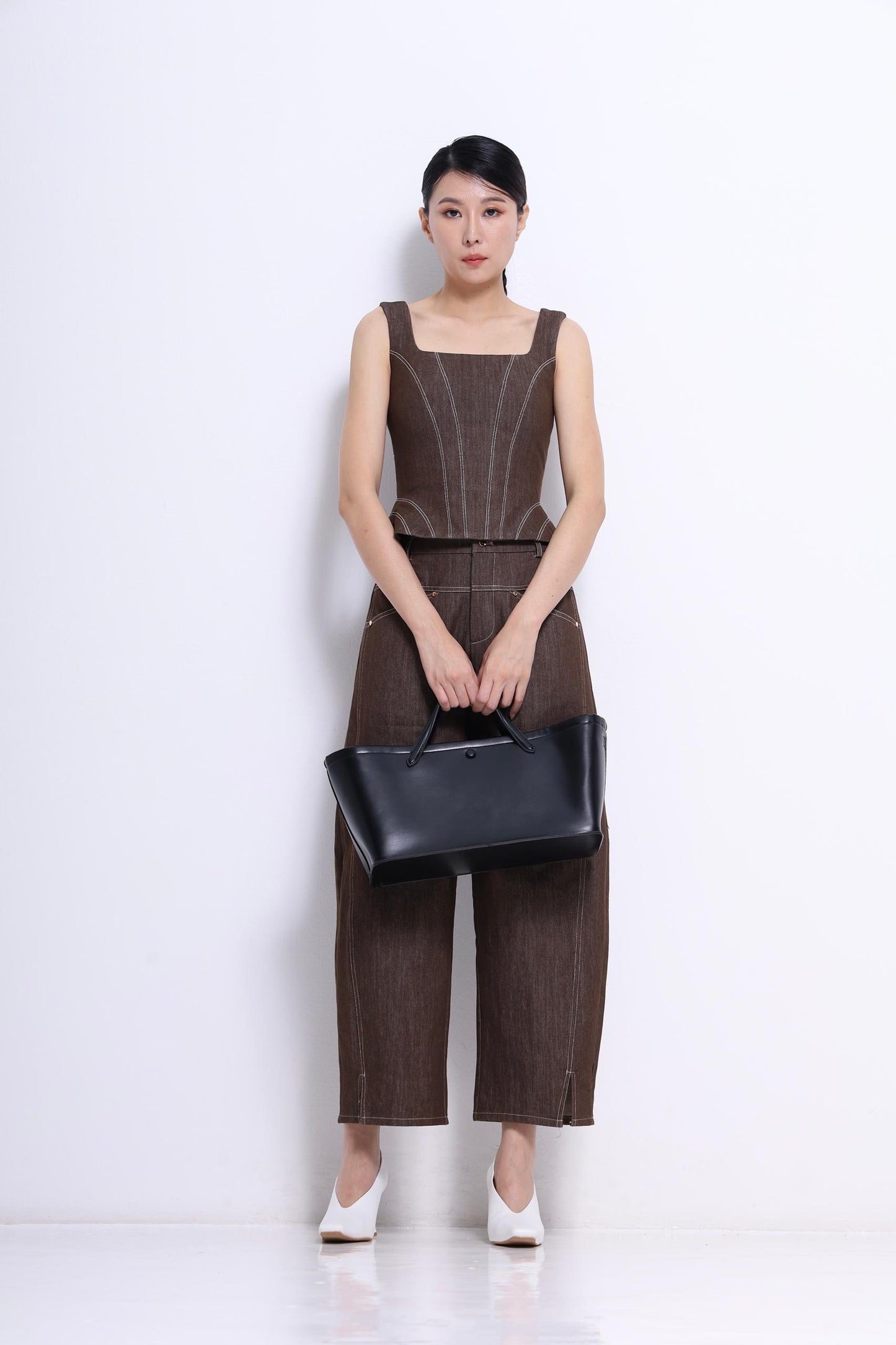 Zenda Denim Square Neck Top