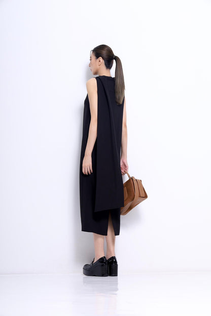 Mauve Funnel Neck Drape Dress