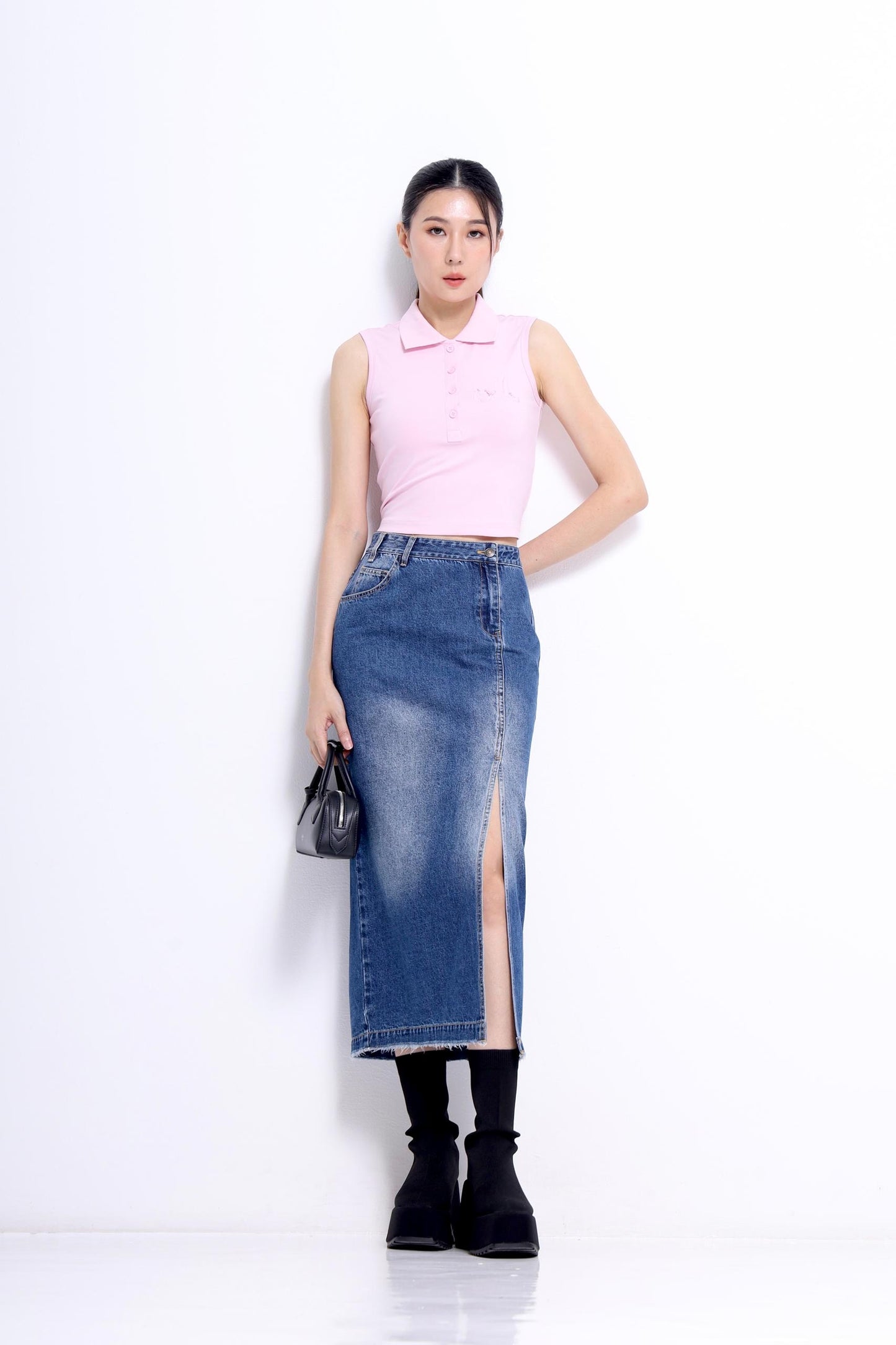Carly V-Neck Embroidered Polo Tee