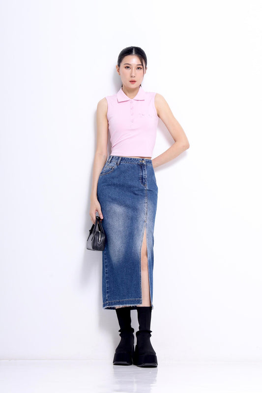 Carly V-Neck Embroidered Polo Tee