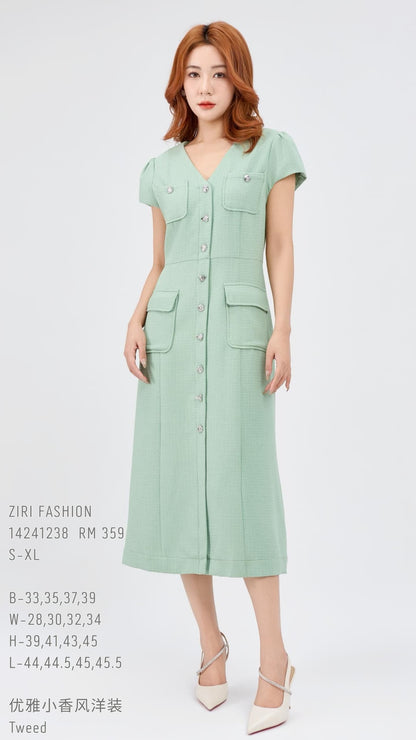 Ziri V-Neck Tweed Dress