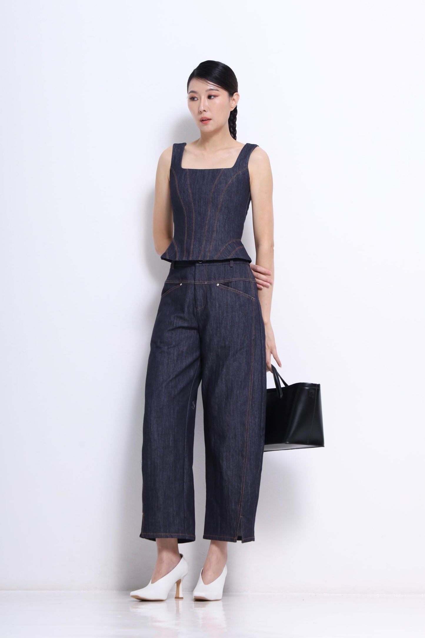 Zenda Denim Square Neck Top