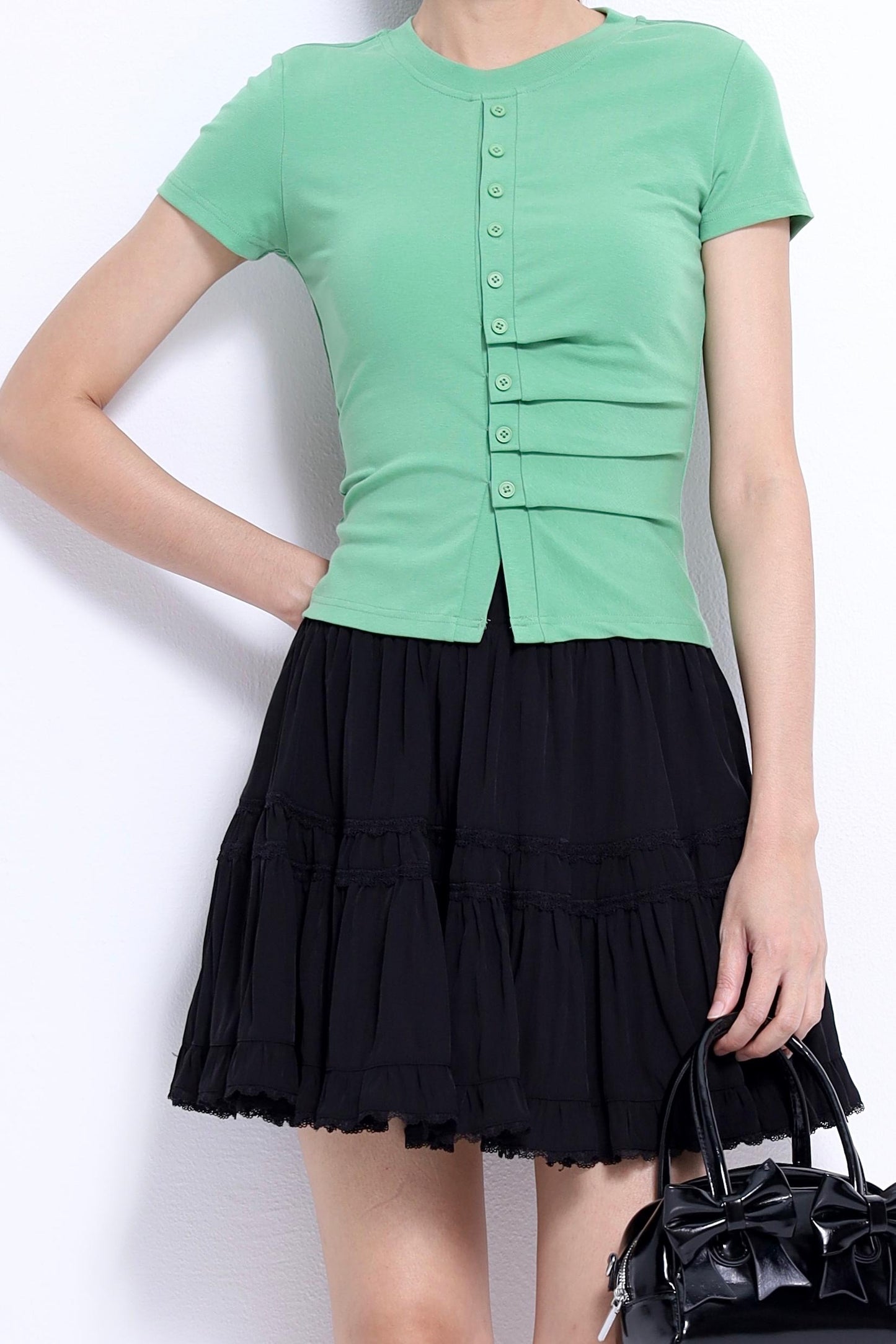 Charlie Fitted Tee with Pleats