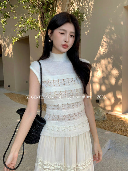 Luna Hollow Lace Knit Top