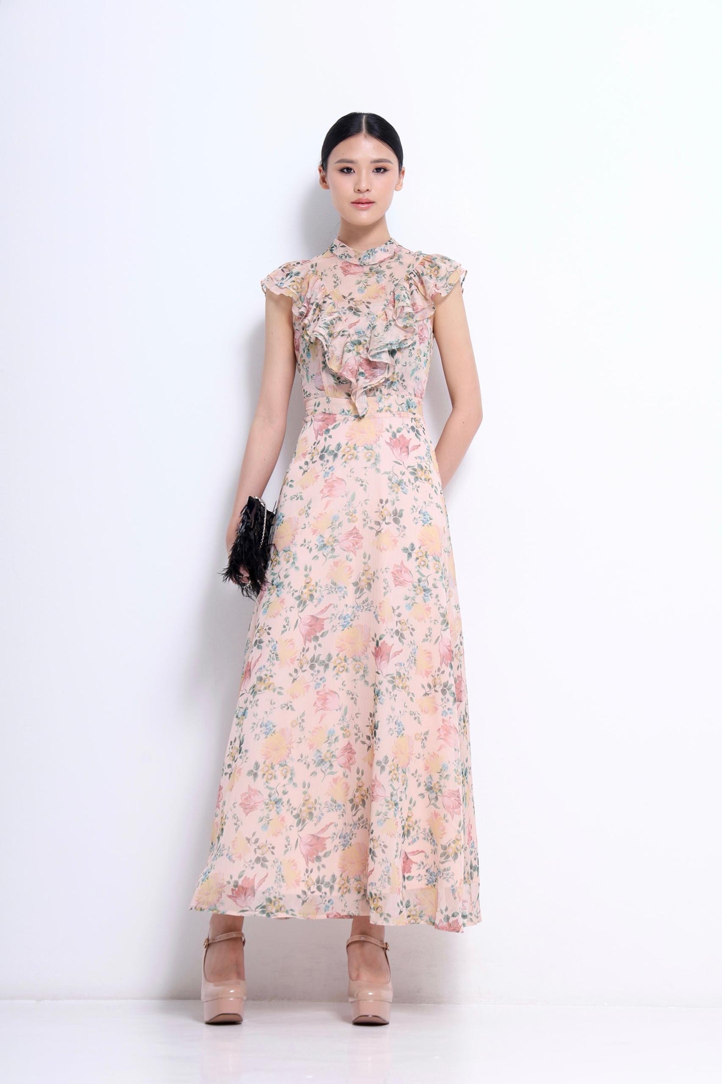 Dauphine Ruffle Chiffon Dress