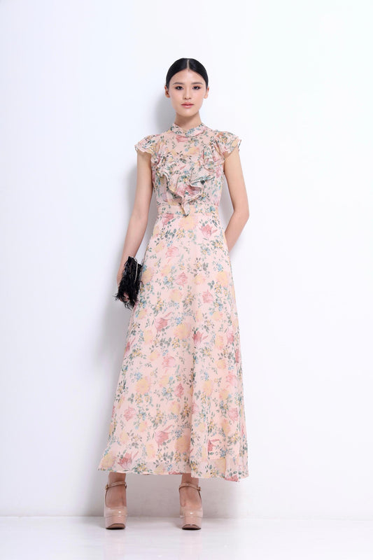 Dauphine Ruffle Chiffon Dress