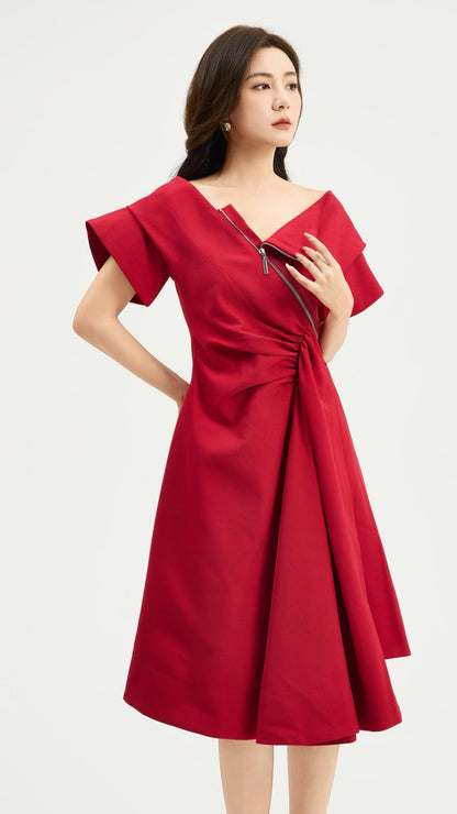 Ziri Asymmetrical Drape Dress