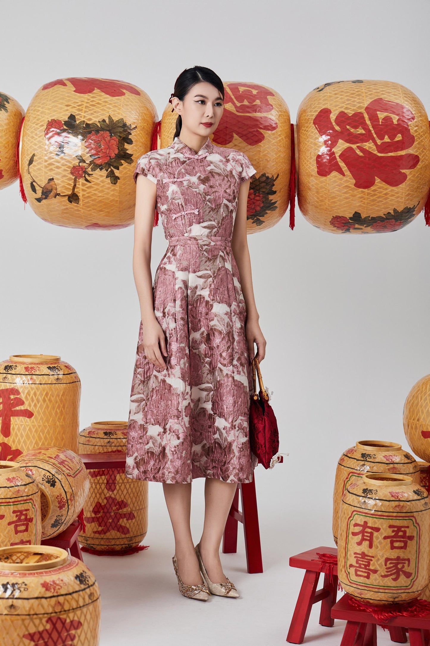 Hong Orient Crystal Qipao Dress