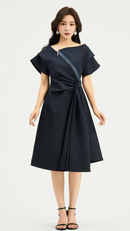 Ziri Asymmetrical Drape Dress