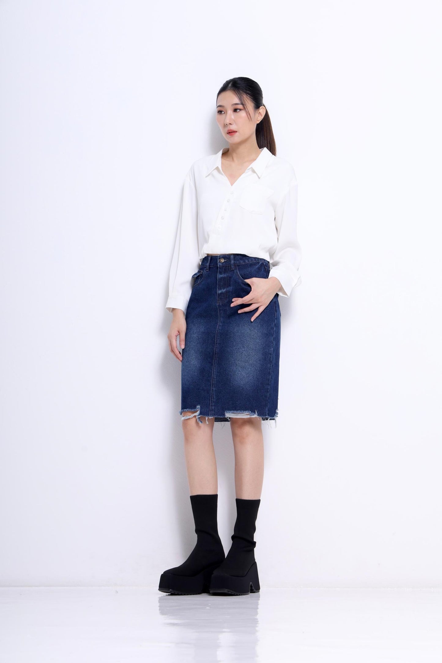 Valentina Asymmetrical Satin Blouse