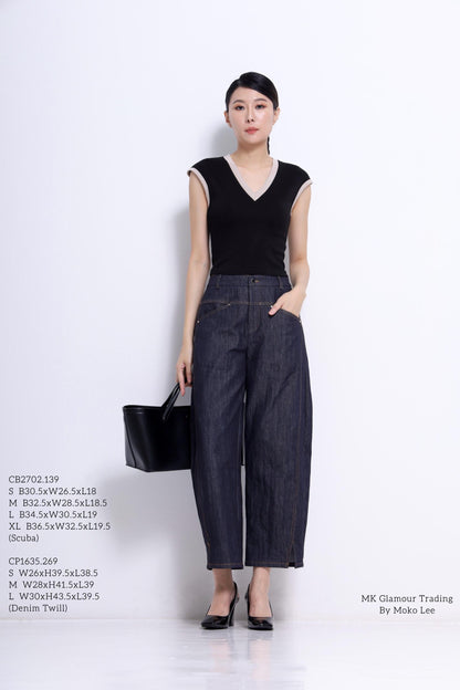 Trisha V-Neck Scuba Top
