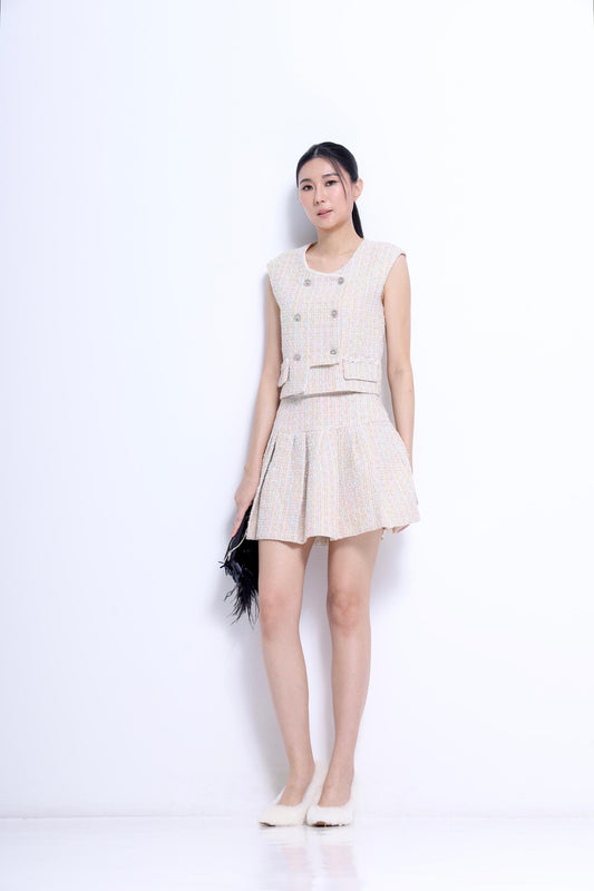 Gabrielle Double Breasted Tweed Vest