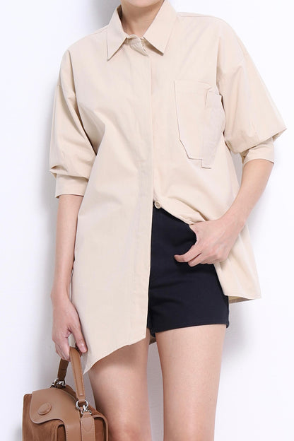 Miyu Asymmetrical Short Sleeve Shirt