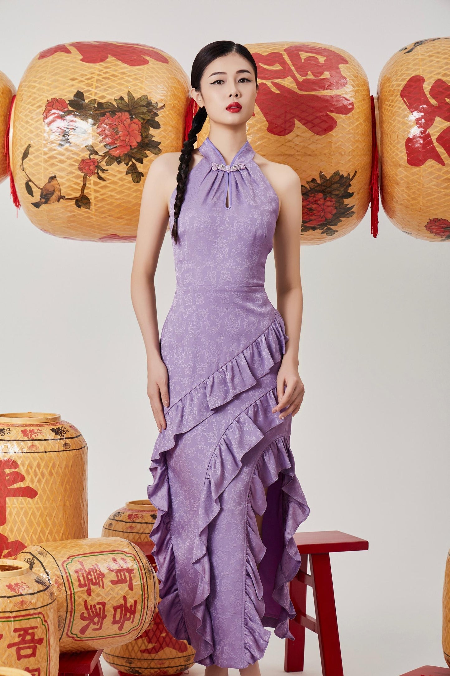 Yu Orient Ruffle Qipao Dress