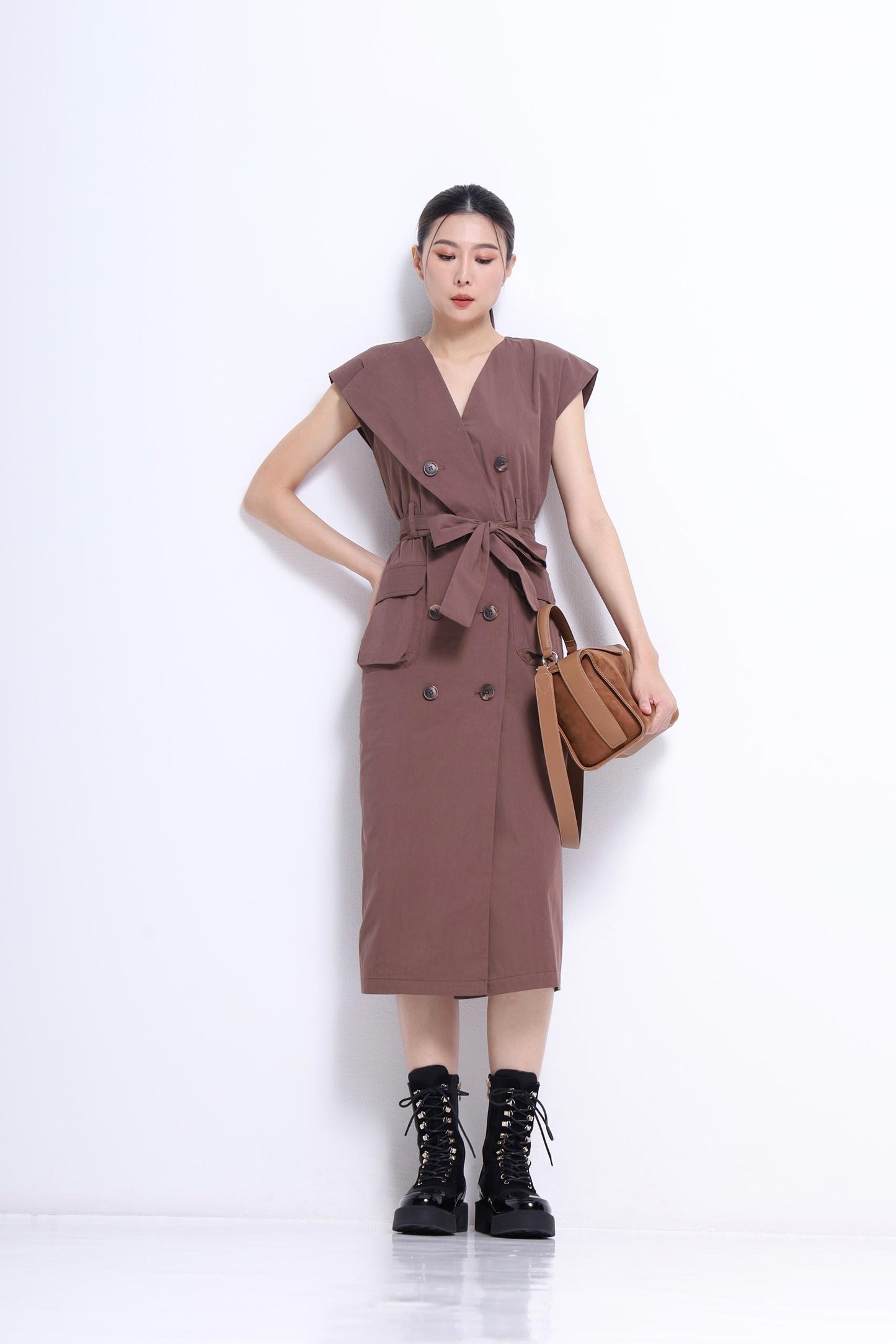 Mona V-Neck Trench Dress
