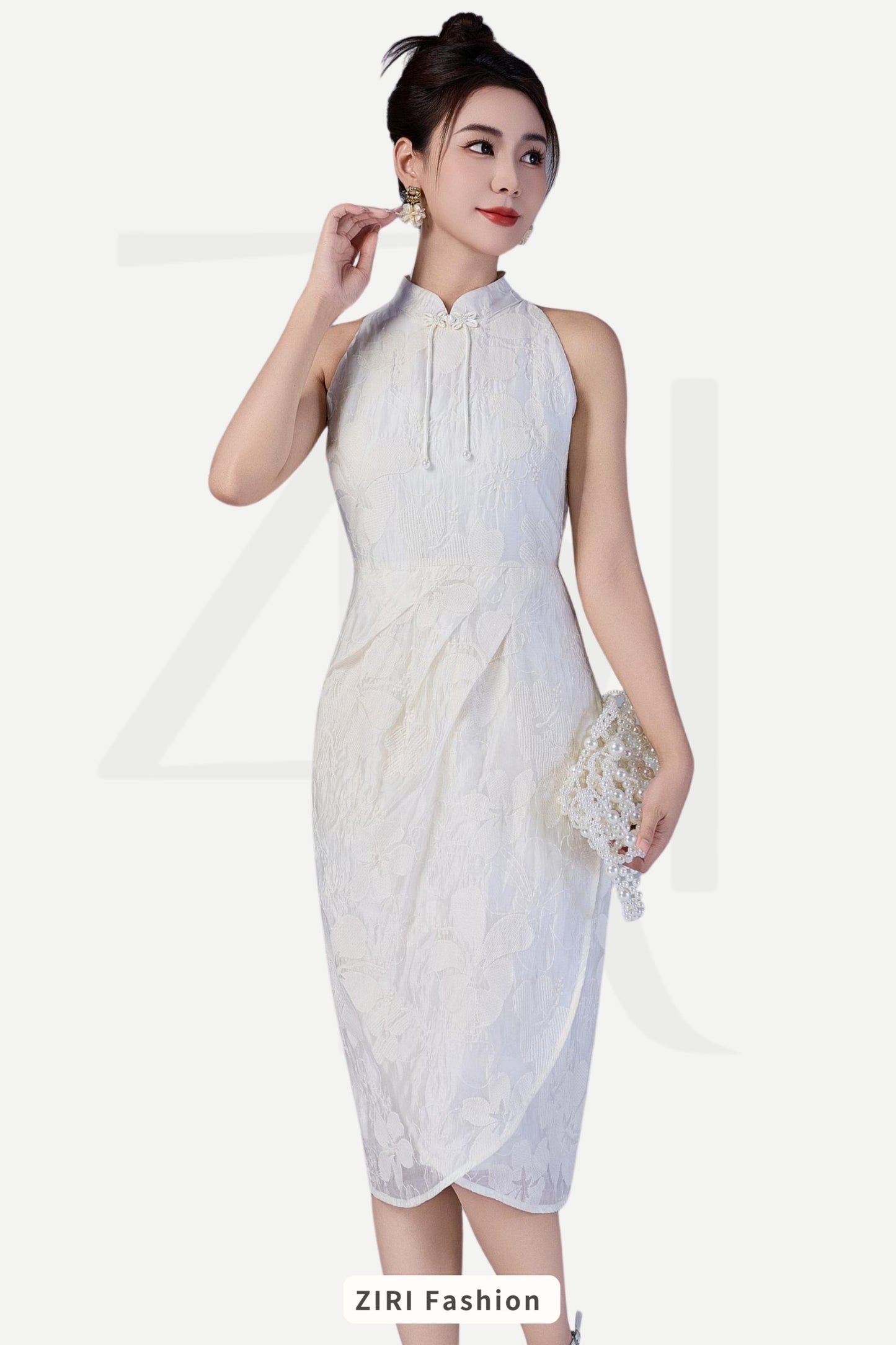 Sue Tencel Embroidered Qipao Dress