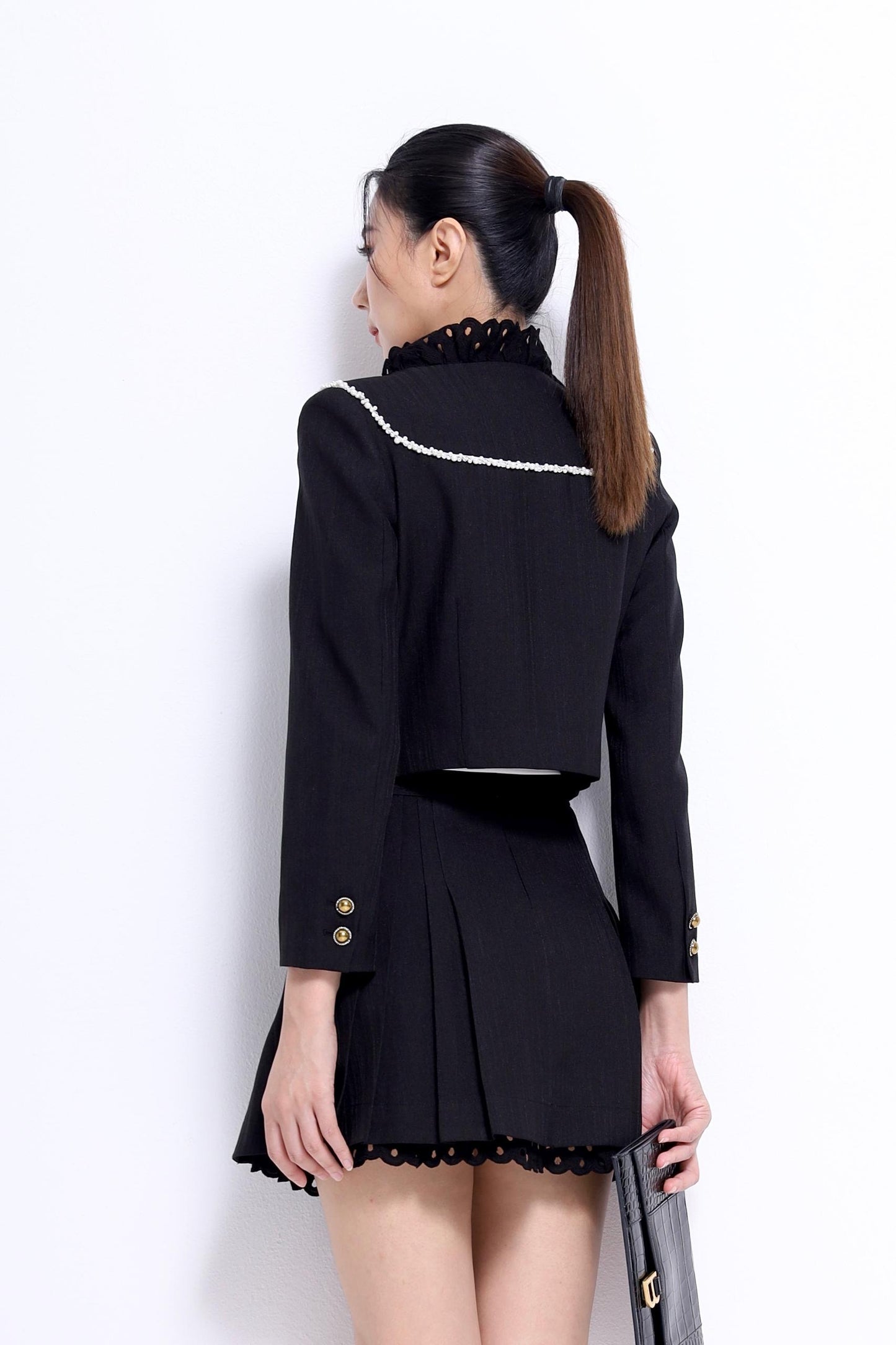 Miu Lace Hem Pleated Skirt