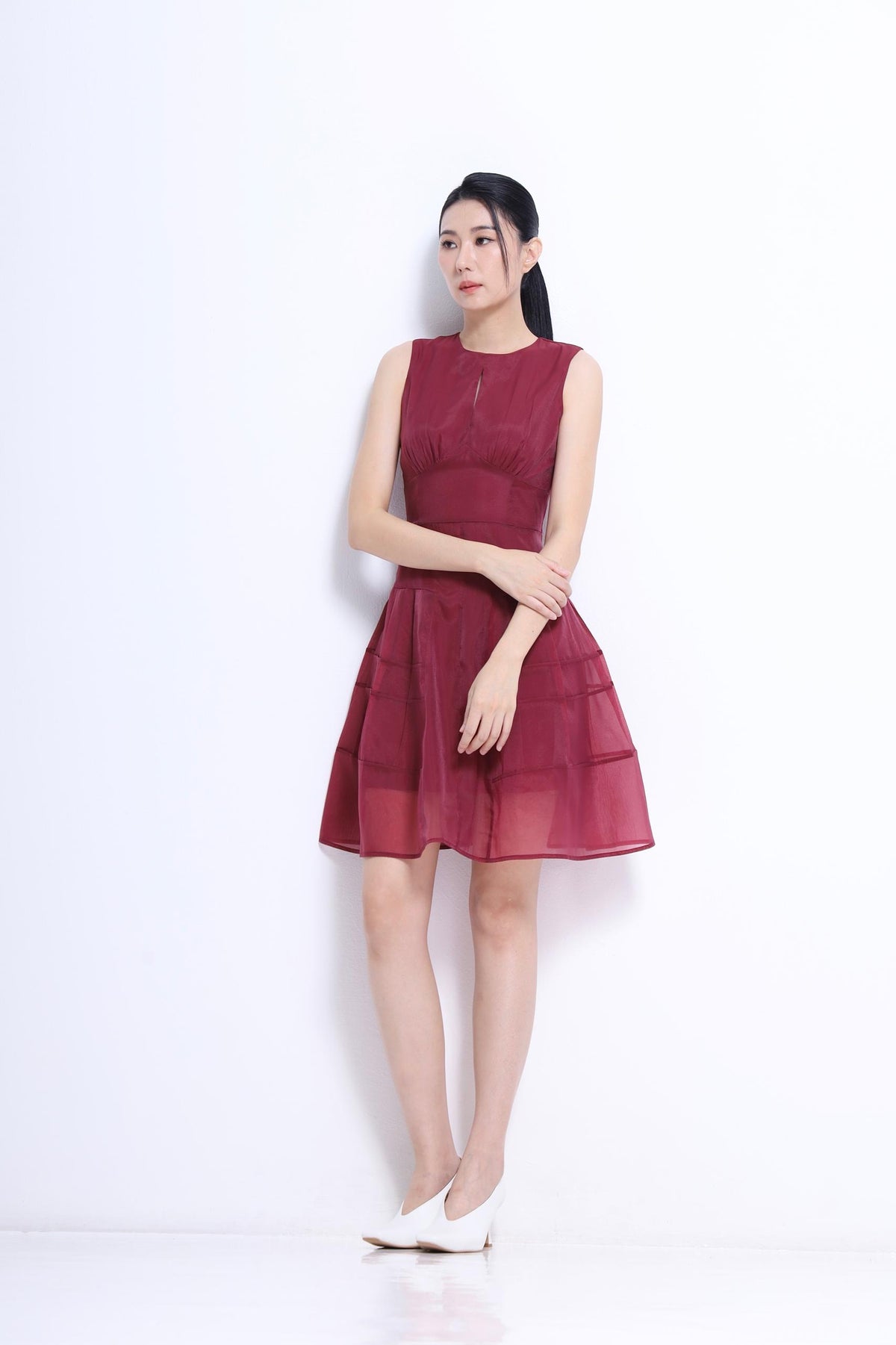 Victoria Organza A-line Midi Dress