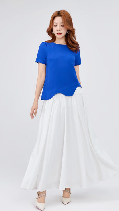 Ziri Scallop Hem Loose Top
