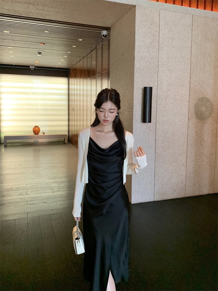 Julie Pearl Strap Satin Dress