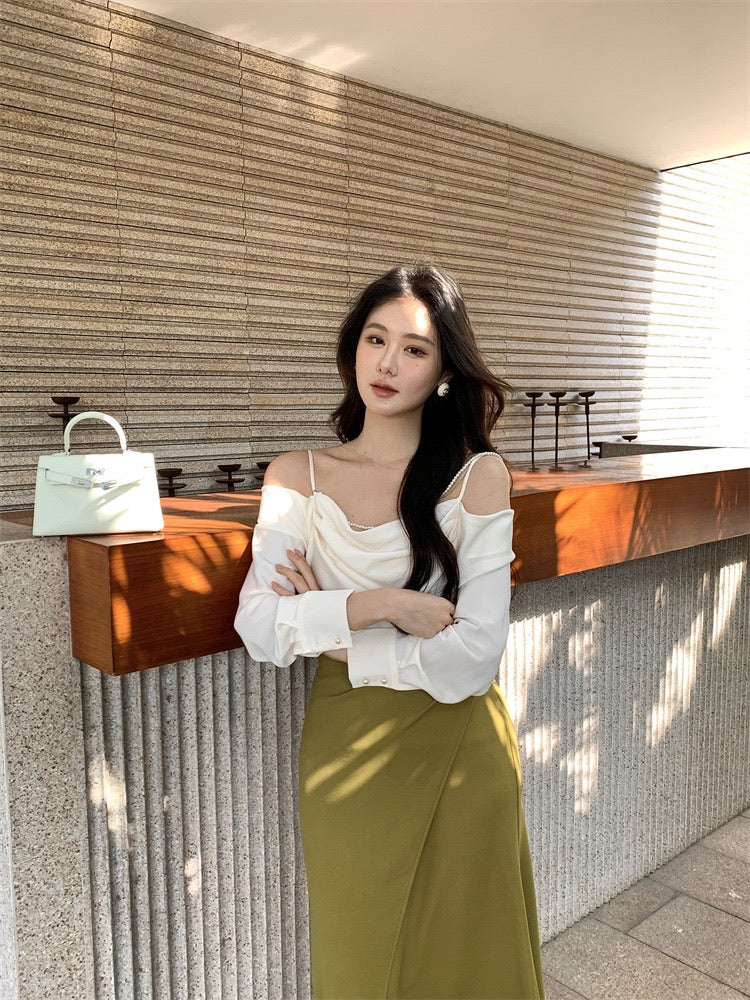 Juliet Off Shoulder Satin Blouse