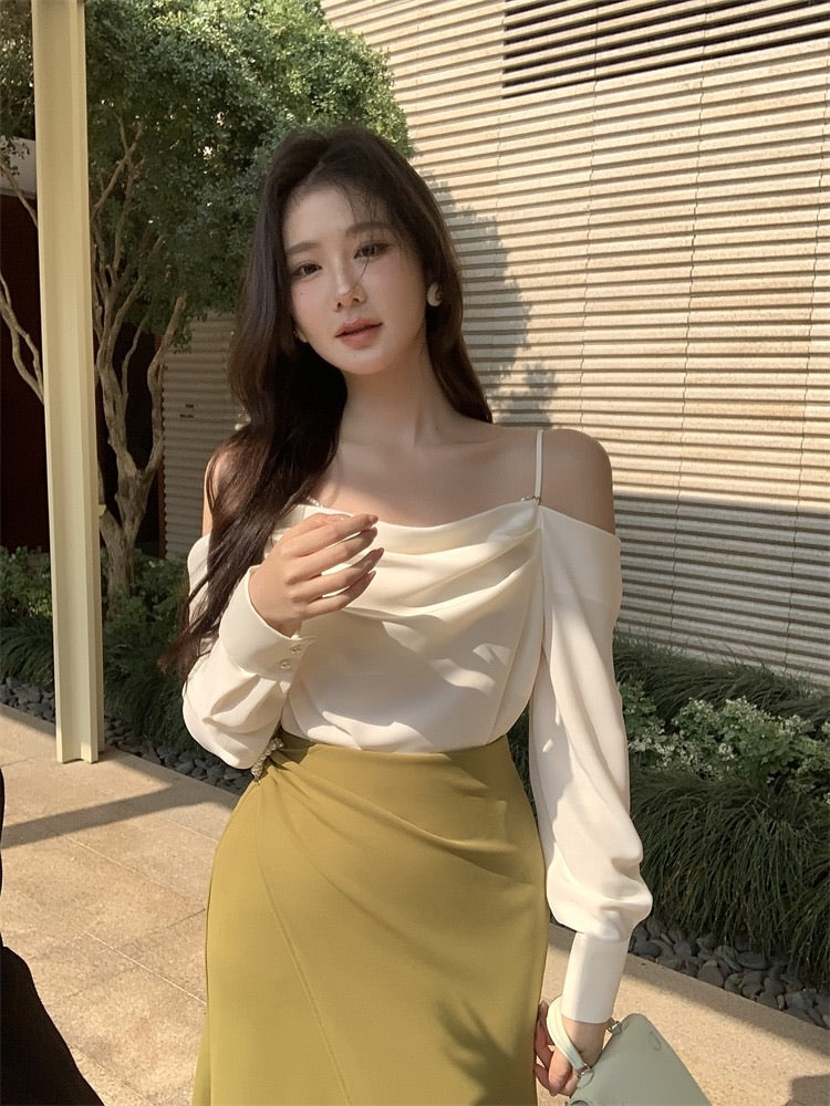 Juliet Off Shoulder Satin Blouse