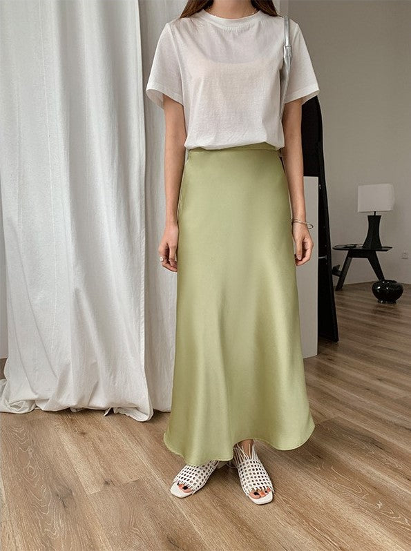 Nancy Satin Bias Cut Midaxi Skirt