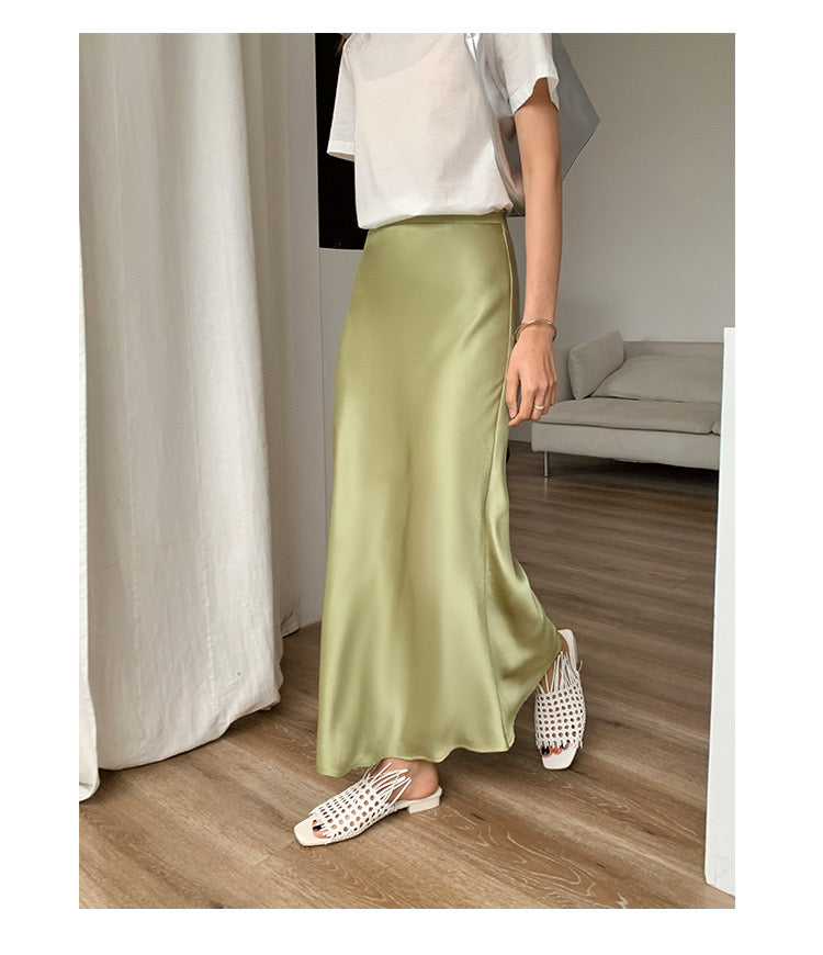 Nancy Satin Bias Cut Midaxi Skirt