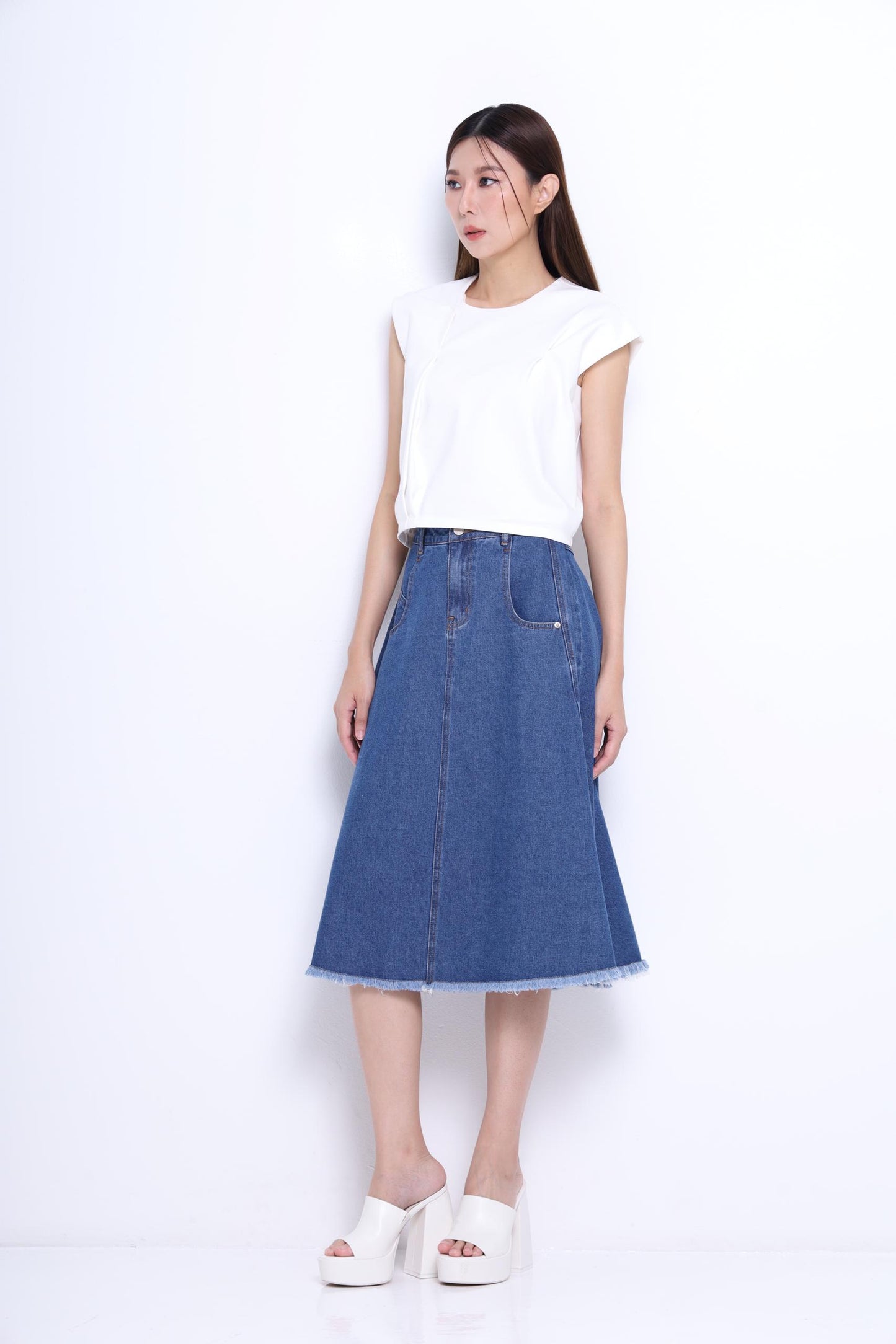 Laylin Denim A-line Skirt