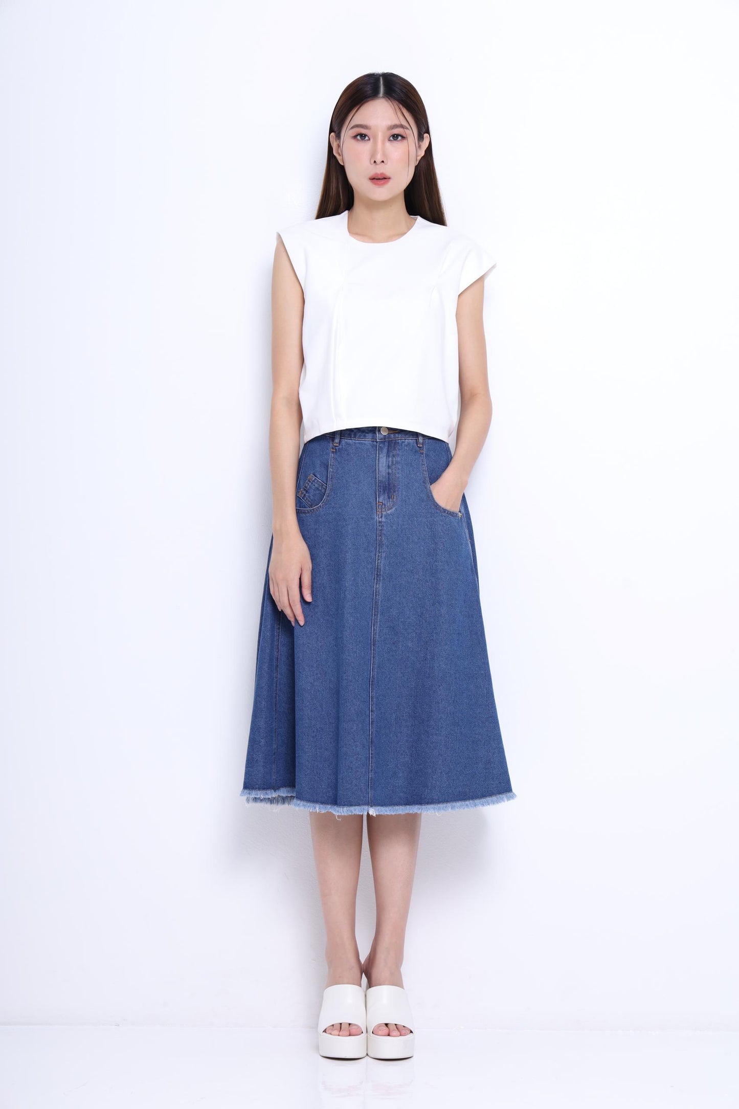 Laylin Denim A-line Skirt