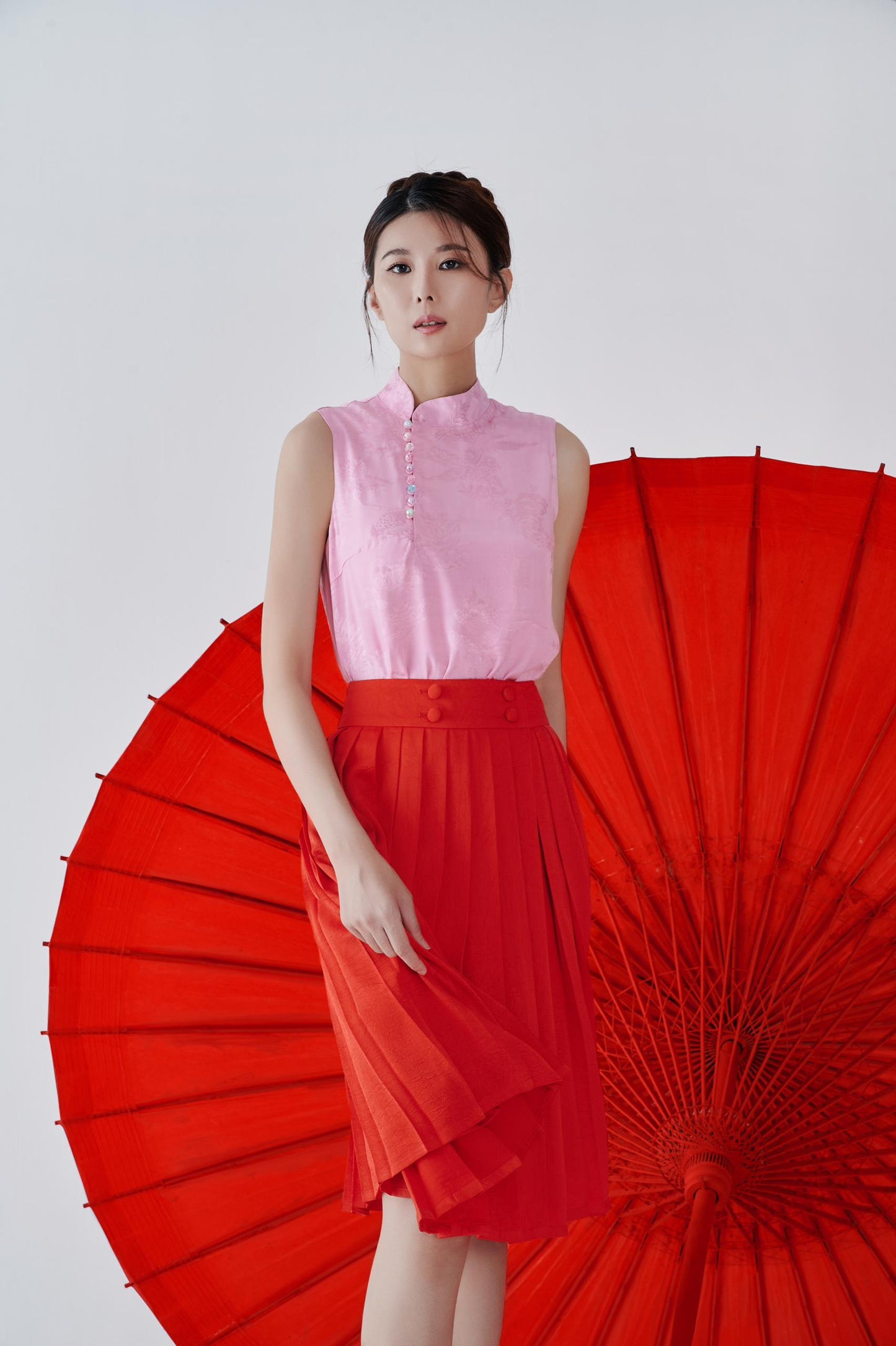 Mei Satin Pleated Skirt