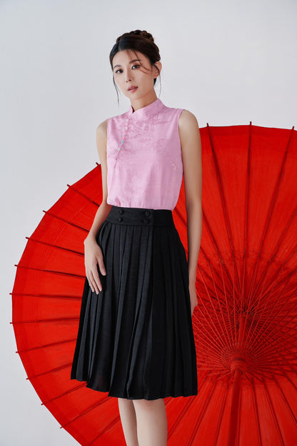 Mei Satin Pleated Skirt