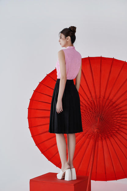 Mei Satin Pleated Skirt