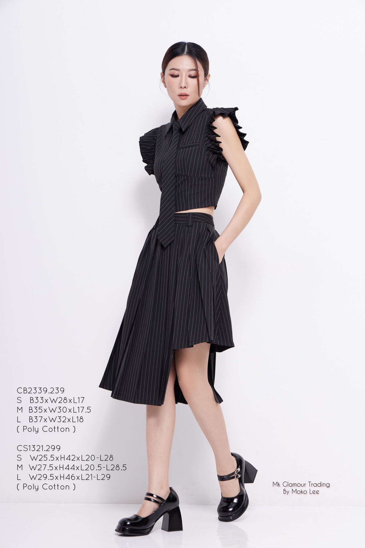 Toni Asymmetrical Pinstripe Skirt