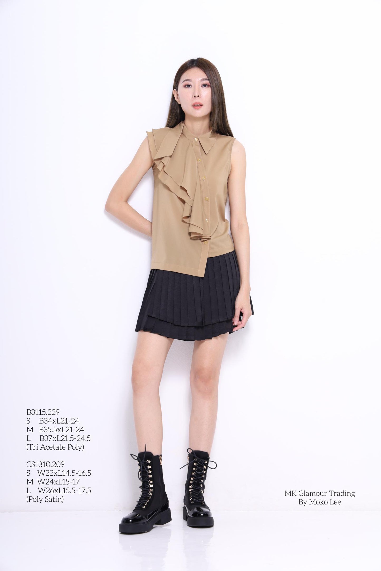 Elin Asymmetrical Pleated Skirt