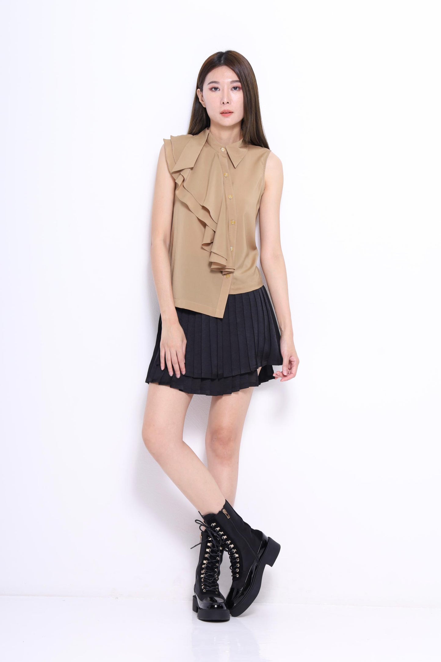 Elin Asymmetrical Pleated Skirt