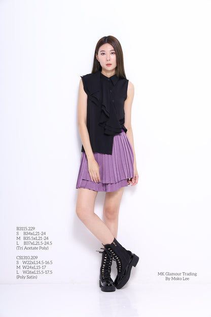 Elin Asymmetrical Pleated Skirt