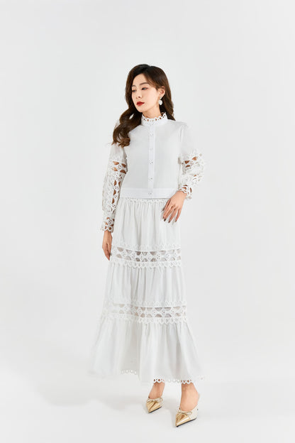 Juliet Broderie Cotton Maxi Skirt