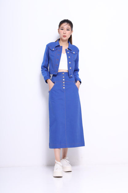 Nora Denim Pencil Midi Skirt