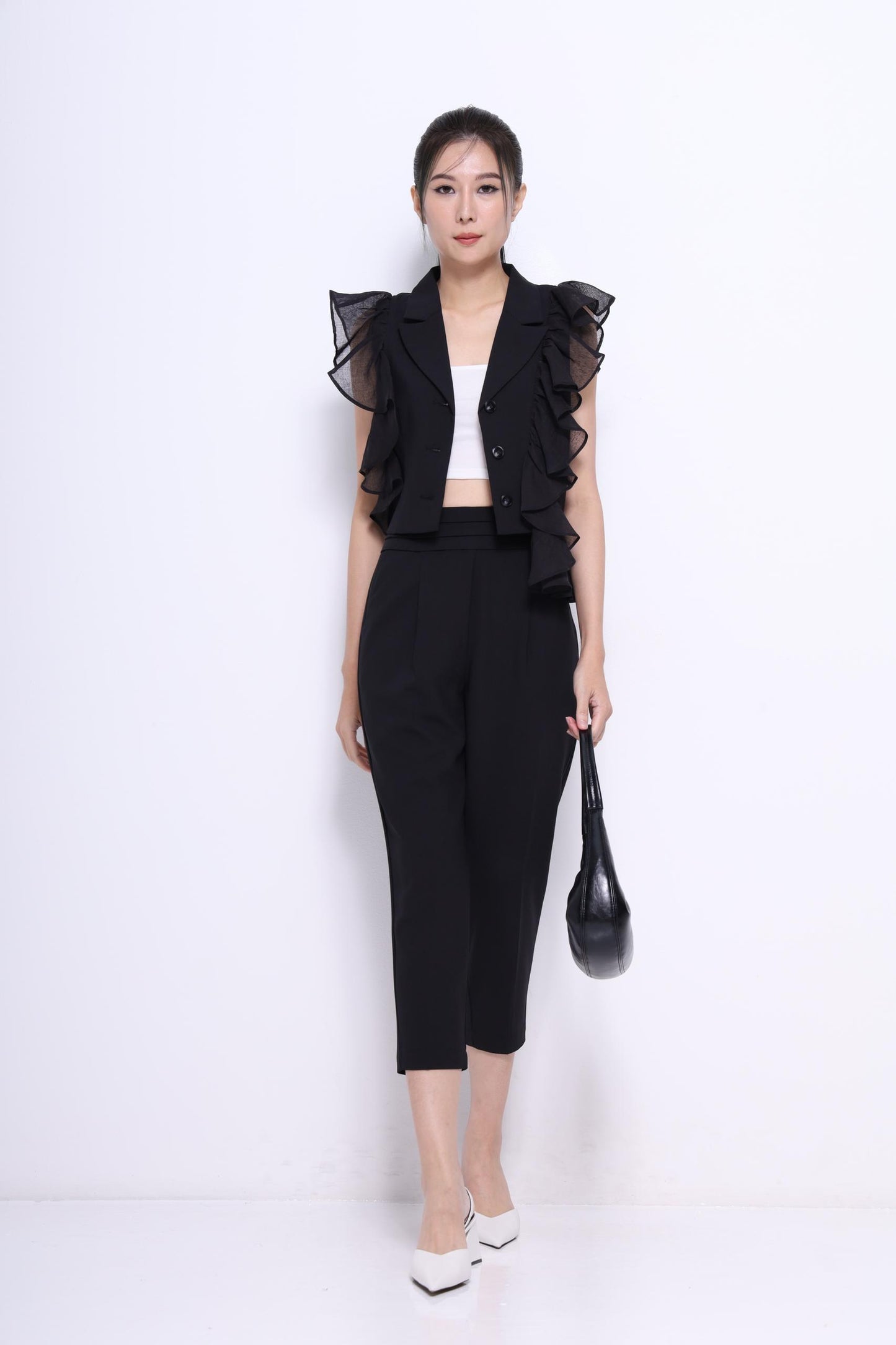 Camellia Asymmetrical Ruffled Blouse