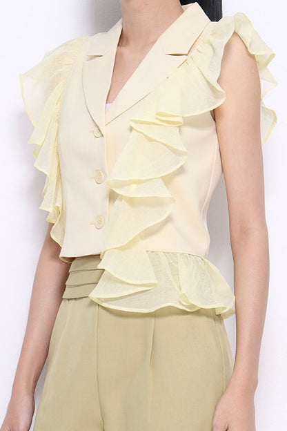 Camellia Asymmetrical Ruffled Blouse