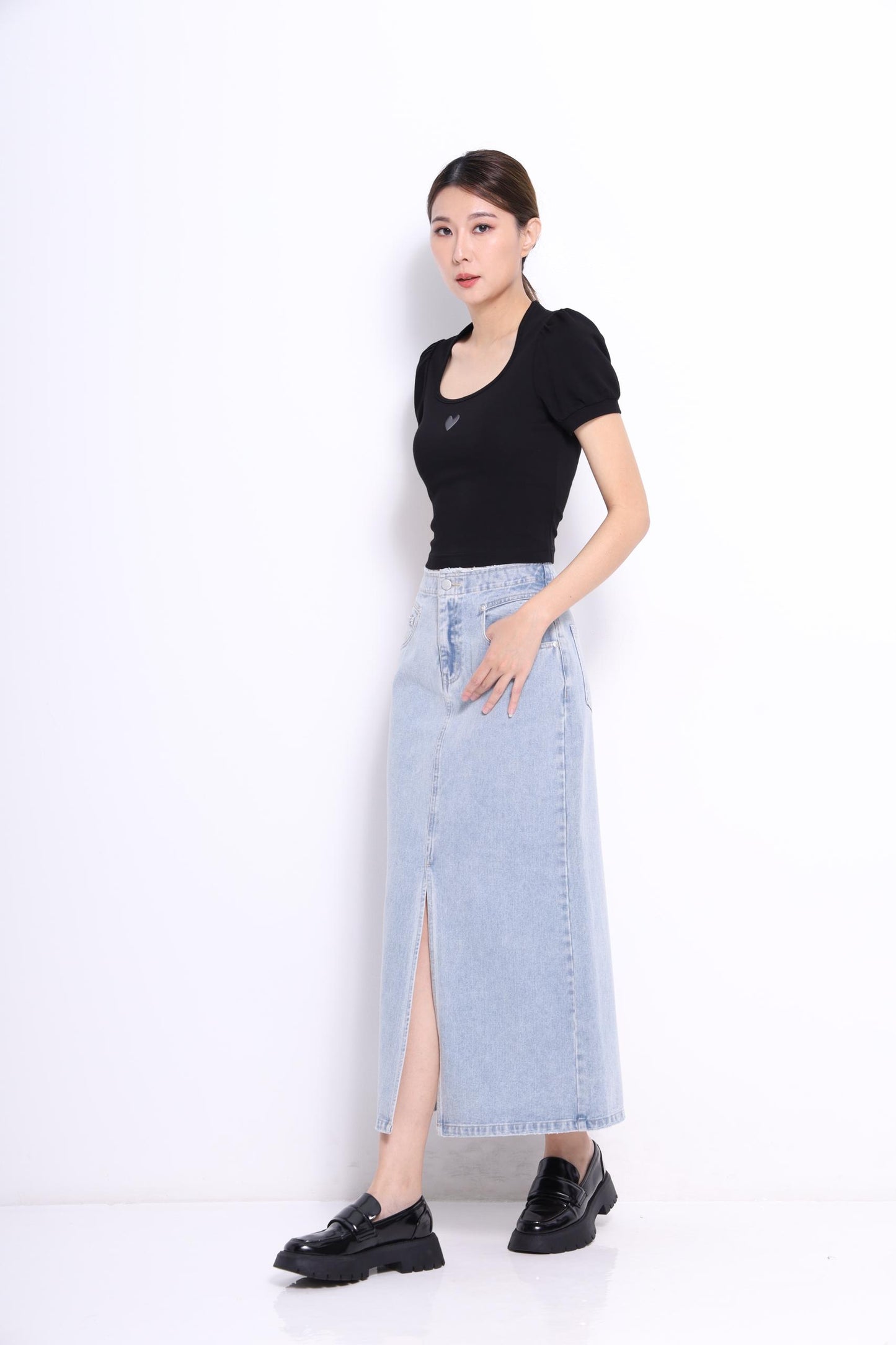 Hera Denim High Waist Midaxi Skirt